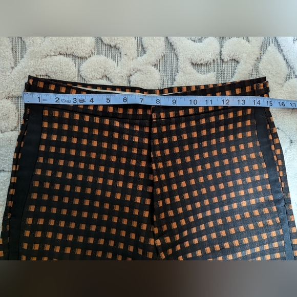 🪞 Alysi  plaid Black/orange Trouser Size 2 made in Italy retail $300 - Picture 4 of 12